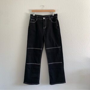 Black High Waisted Jeans w/ White Stitching